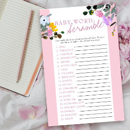 Lámina Juego de Baby Shower Baby Word Scramble Wildflower