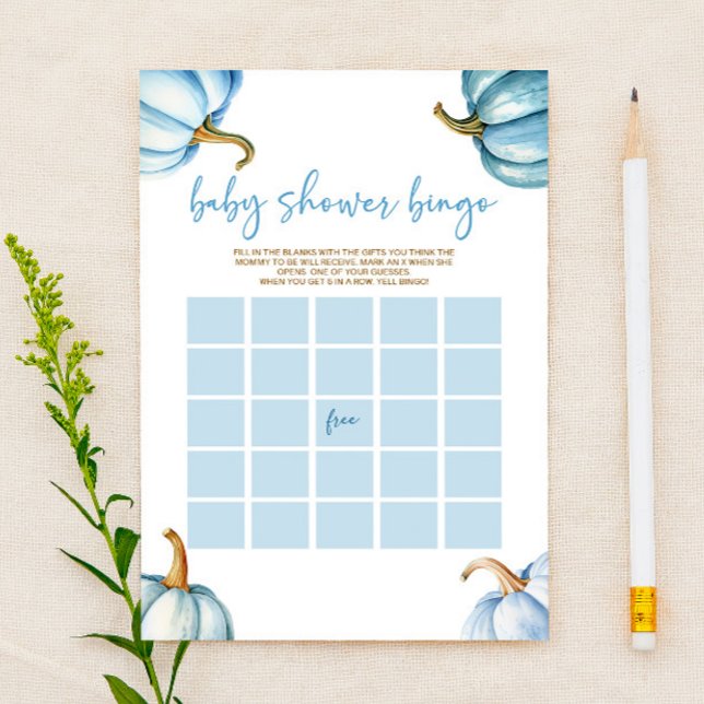 Lámina Juego de Baby Shower Ball Fall Bingo Blue Pumpkins (Subido por el creador)