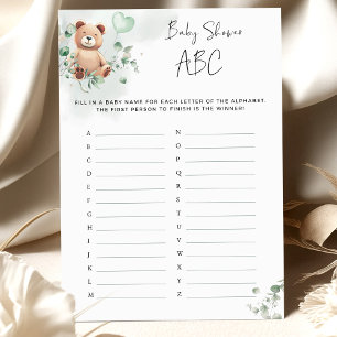 Lámina Juego de Baby Shower Bear - Baby Shower ABC