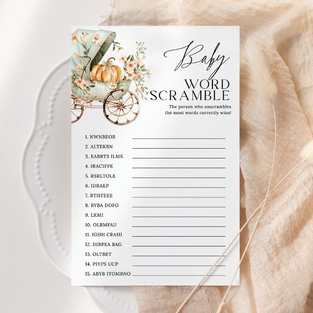 Lámina Juego de Baby Shower Bebé Word Scramble Fall (Subido por el creador)