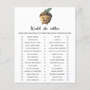 Lámina Juego de baby shower Bellota / ¿Qué Preferiría?