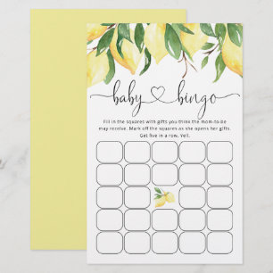 Lámina Juego de Baby Shower Bingo Lemon Citrus