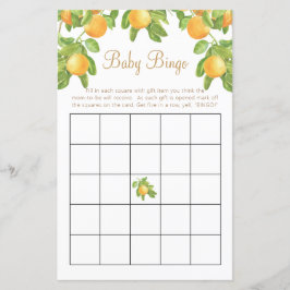 Lámina Juego de Baby Shower Bingo Little Cutie Citrus