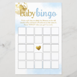 Lámina Juego de Baby Shower Blue Over the Moon Baby Bingo
