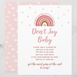 Lámina Juego de Baby Shower Boho Arcoíris No Digas Bebé