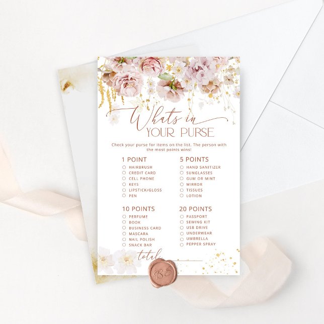 Lámina Juego de baby shower boho floral ¿Qué hay en tu bo (Subido por el creador)