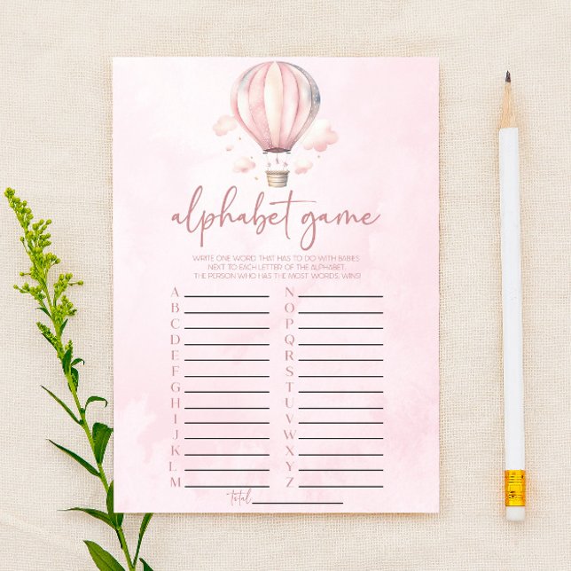 Lámina Juego de Baby Shower con globo aerostático rosa (Subido por el creador)