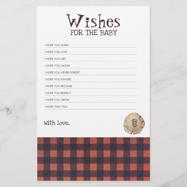 Lámina Juego de Baby Shower con temas de Bear Foot Print  (Anverso)