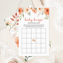 Juego de Baby Shower Coral Pink Wildflower Baby Bi