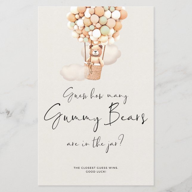 Lámina Juego de Baby Shower: ¿Cuántos osos tiene Jar? (Anverso)