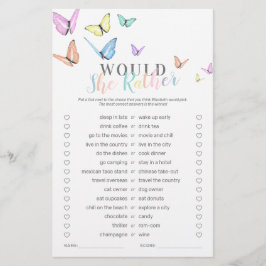 Lámina Juego de Baby Shower Cute Butterfly