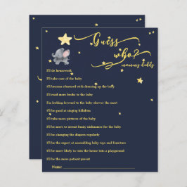 Lámina Juego de Baby Shower Cute Elephant & Balloon