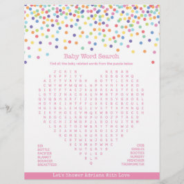 Lámina Juego de Baby Shower de Baby Word Search Confetti