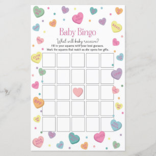 Lámina Juego de Baby Shower de Bingo Candy Baby