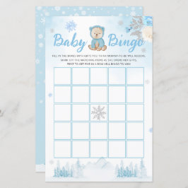 Lámina Juego de Baby Shower de Bingo de Agua Azul de Invi