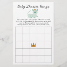 Juego de Baby Shower de Bingo de Gato Príncipe