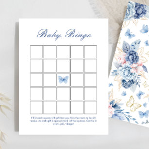 Lámina Juego de Baby Shower de bingo de mariposa azul