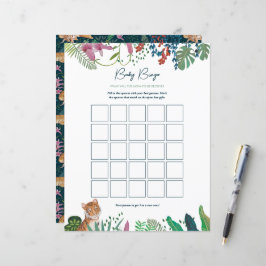 Lámina Juego de Baby Shower de Bingo de Tigre Safari