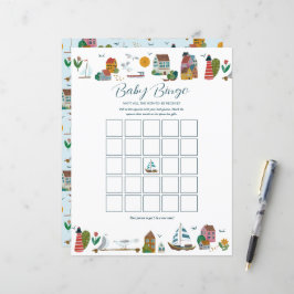 Lámina Juego de Baby Shower de Bingo Náutico Costero