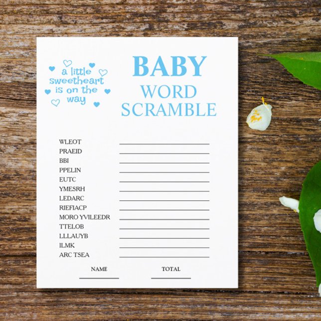 Lámina Juego de Baby Shower de Blue Word Scramble (Subido por el creador)