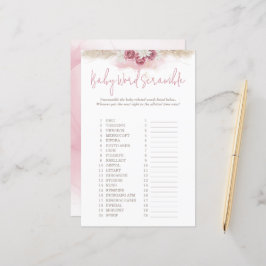 Lámina Juego de Baby Shower de Boho Rosas Word Scramble A