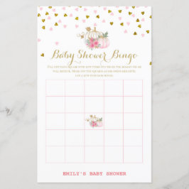 Lámina juego de Baby Shower de calabaza rosa y dorada