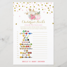Lámina juego de Baby Shower de calabaza rosa y dorada