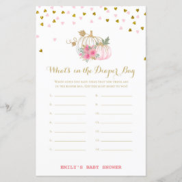 Lámina juego de Baby Shower de calabaza rosa y dorada