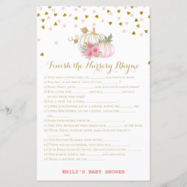 Lámina juego de Baby Shower de calabaza rosa y dorada