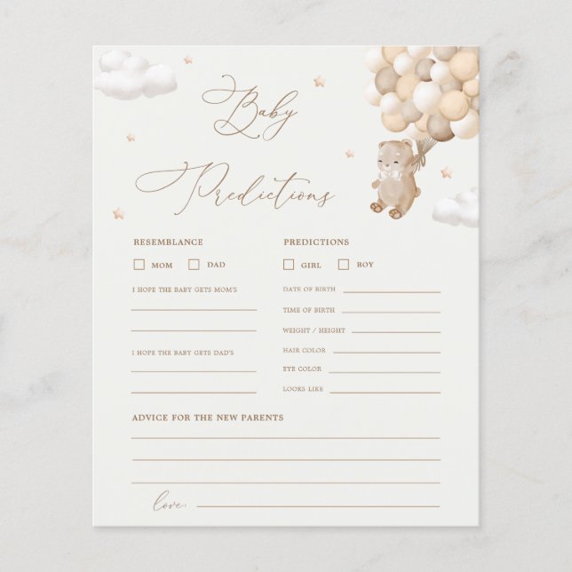 Lámina Juego de Baby Shower de consejos y predicciones pa (Anverso)
