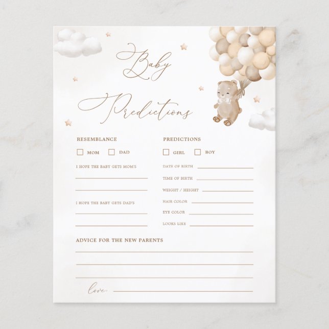 Lámina Juego de Baby Shower de consejos y predicciones pa (Anverso)