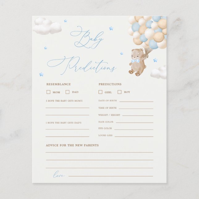 Lámina Juego de Baby Shower de consejos y predicciones pa (Anverso)
