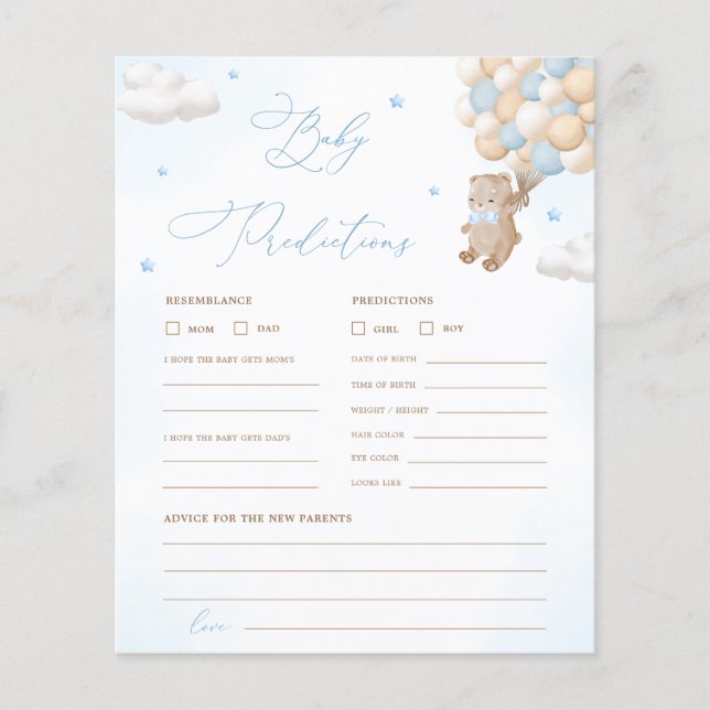 Lámina Juego de Baby Shower de consejos y predicciones pa (Anverso)