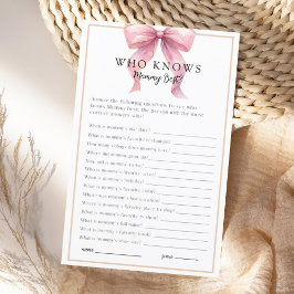 Lámina Juego de Baby Shower de Coquette Bow Rosado