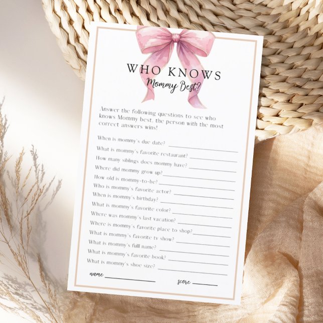 Lámina Juego de Baby Shower de Coquette Bow Rosado (Subido por el creador)