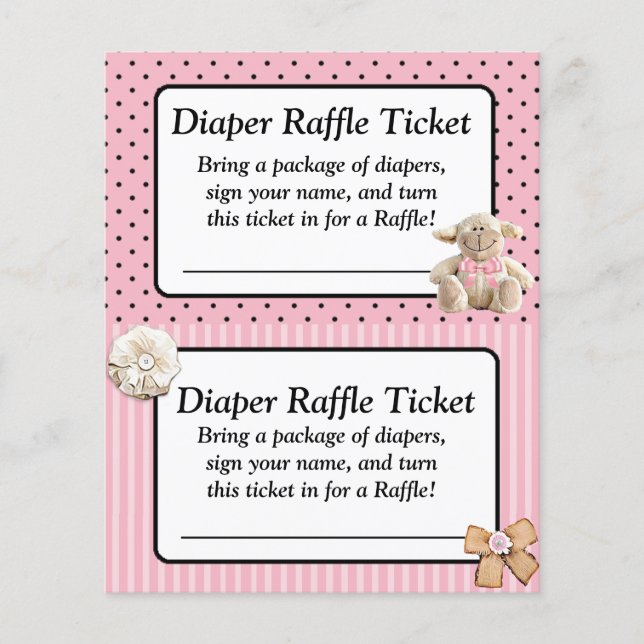 Lámina Juego de Baby Shower de Diaper Raffle, Pink Bow Sh (Anverso)