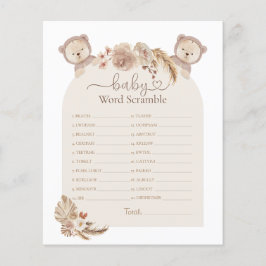 Lámina Juego de Baby Shower de doble lazo con osos rellen