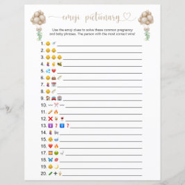 Lámina Juego de Baby Shower de Emoji de globos beige