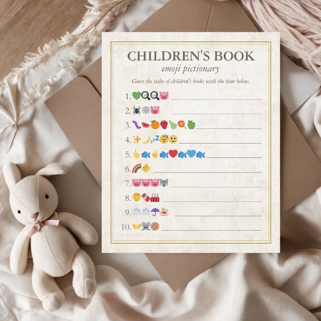 Lámina Juego de Baby Shower de Emoji de libros infantil (Children's Book Emoji Pictionary Storybook Baby Shower Game, Our next chapter, A new chapter begins)