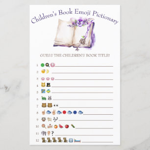 Lámina Juego de Baby Shower de Emoji de libros para niños
