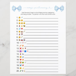 Lámina Juego de Baby Shower de Emoji moderna Blue Bow