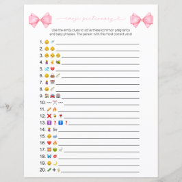 Lámina Juego de Baby Shower de Emoji moderna de Bow rosa