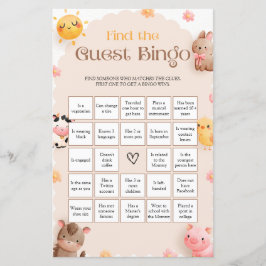 Lámina Juego de Baby Shower de Farm Animals Find The Gues