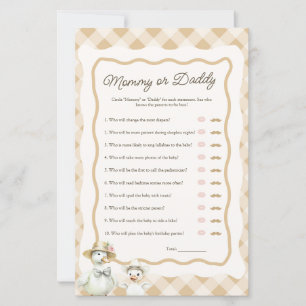 Lámina Juego de Baby Shower de Gingham Goose Mommy o Dadd