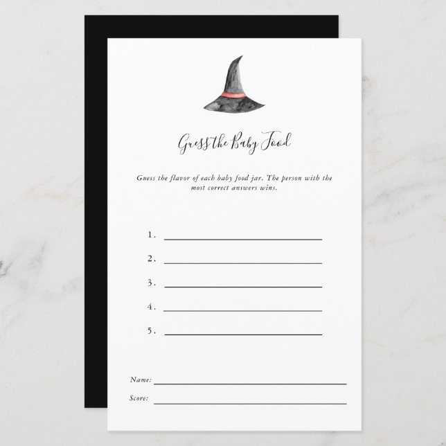 Lámina Juego de Baby Shower de Halloween adivina comida p (Anverso / Reverso)