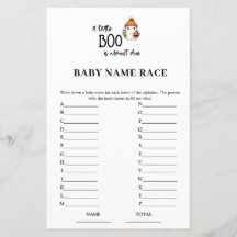 Juego de Baby Shower de Halloween Baby Name Race