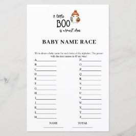 Lámina Juego de Baby Shower de Halloween Baby Name Race