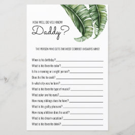 Lámina Juego de Baby Shower de hojas/bandas tropicales