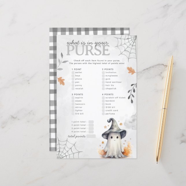 Lámina Juego de Baby Shower de la bolsa fantasma de Hallo (Anverso/Reverso In Situ)