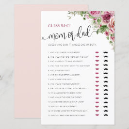 Lámina Juego de Baby Shower de mamá o papá